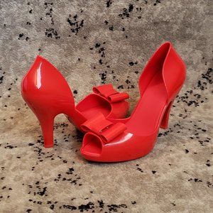 Mel by Melissa Peep Toe Platforms Red Size 9 Sexy Heels